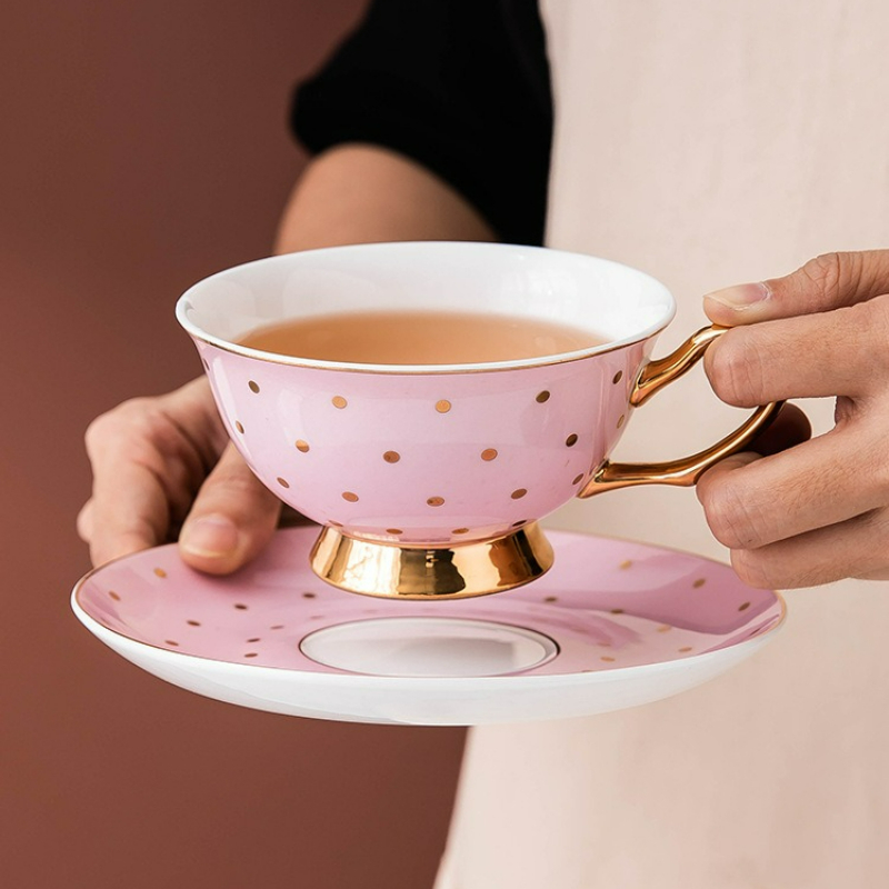 Bistro Table Set - Tazas de Café de Cerámica Rosa