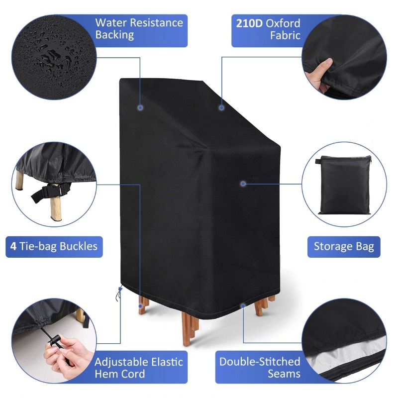 Outdoor Furniture Covers Waterproof - Funda Protectora para Sillas Apilables, Impermeable