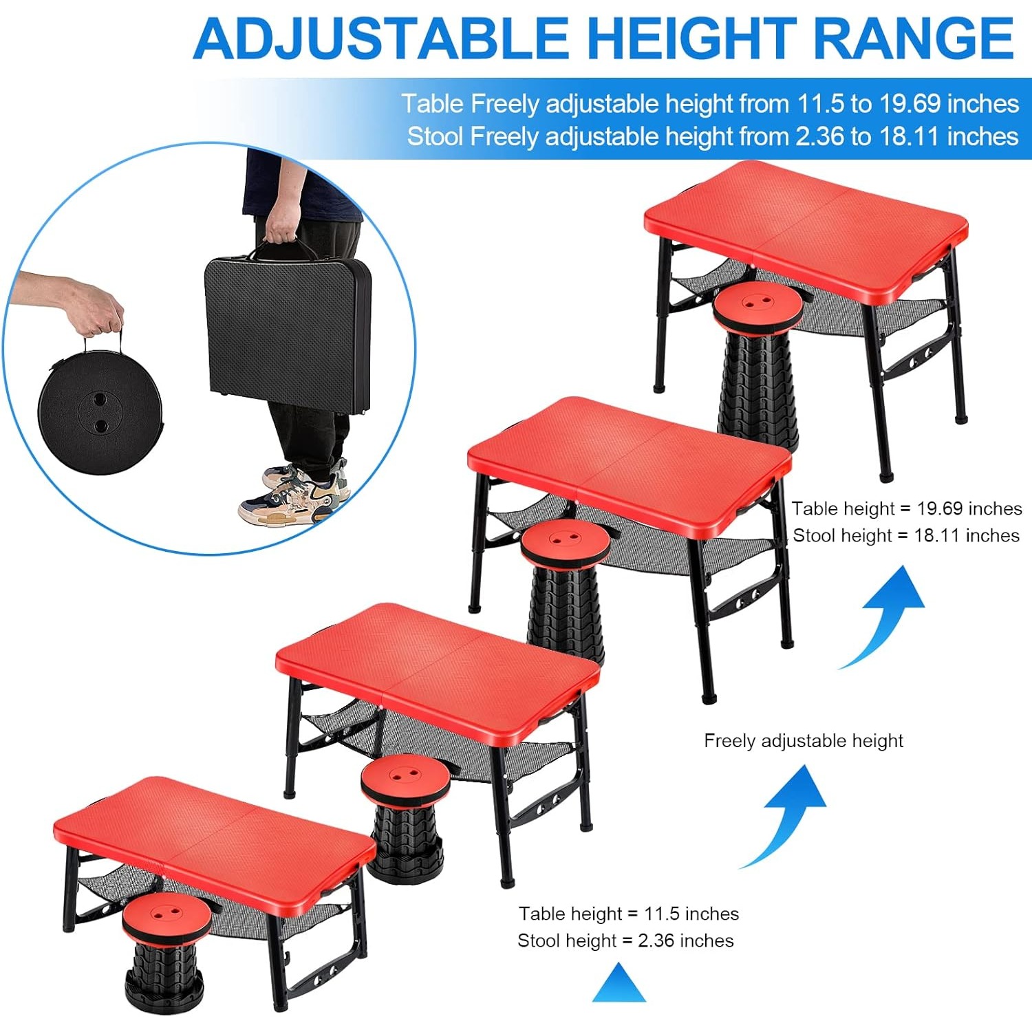 Juego de mesa y taburetes pleg - Camping Cot Foldable reseña y precio